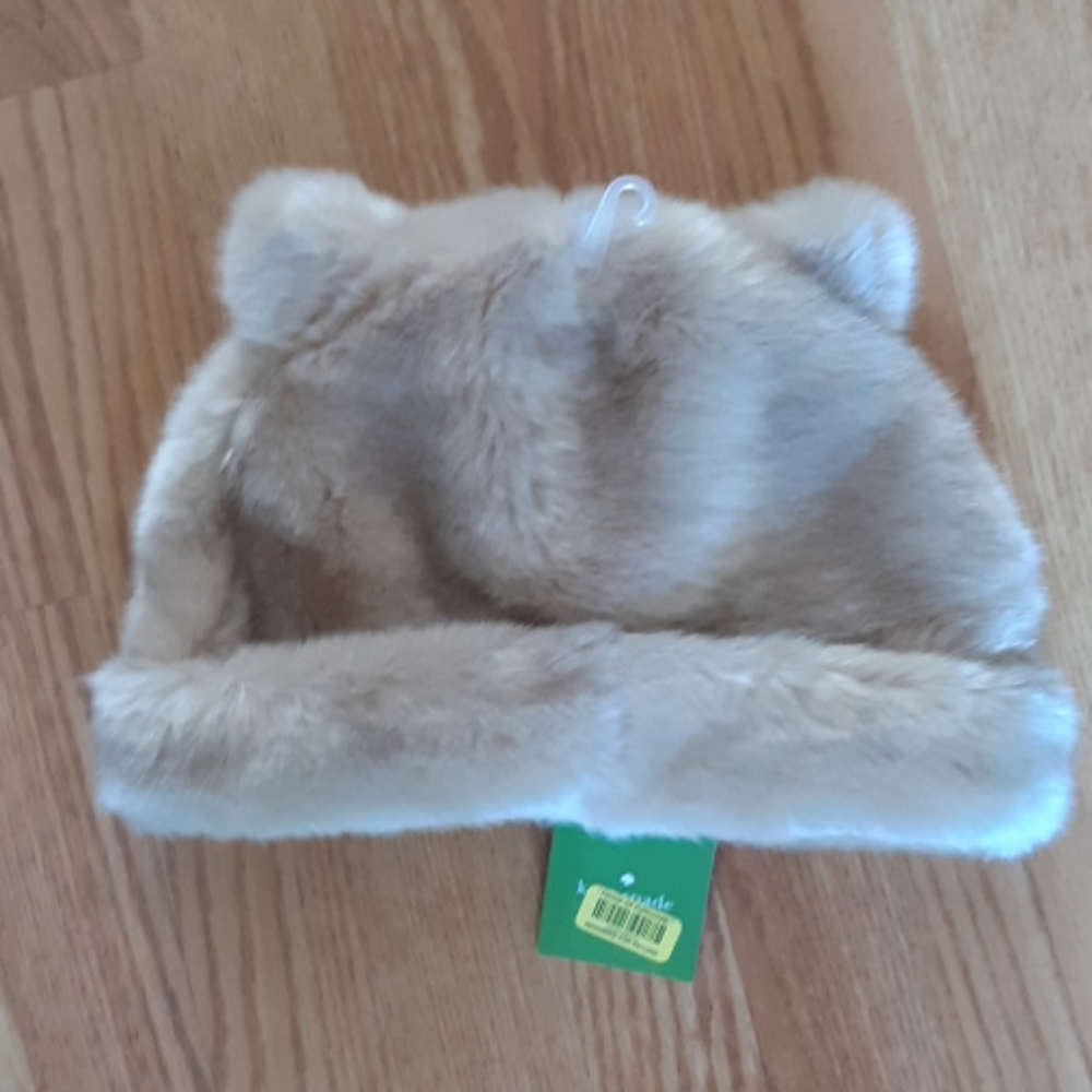Nwot kate spade faux fur fuzzy warm hat with ears